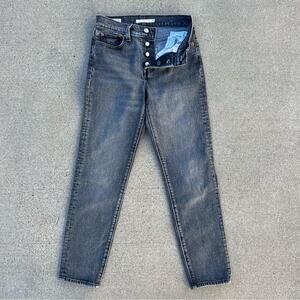 Levi’s Premium Wedgie Icon High Rise Tapered Straight Fit gray button fly jeans